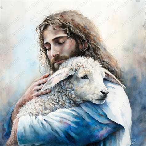 jesus and lamb painting